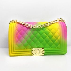 Fashion Shoulder Bag Rhombus Handbag Multi-colored